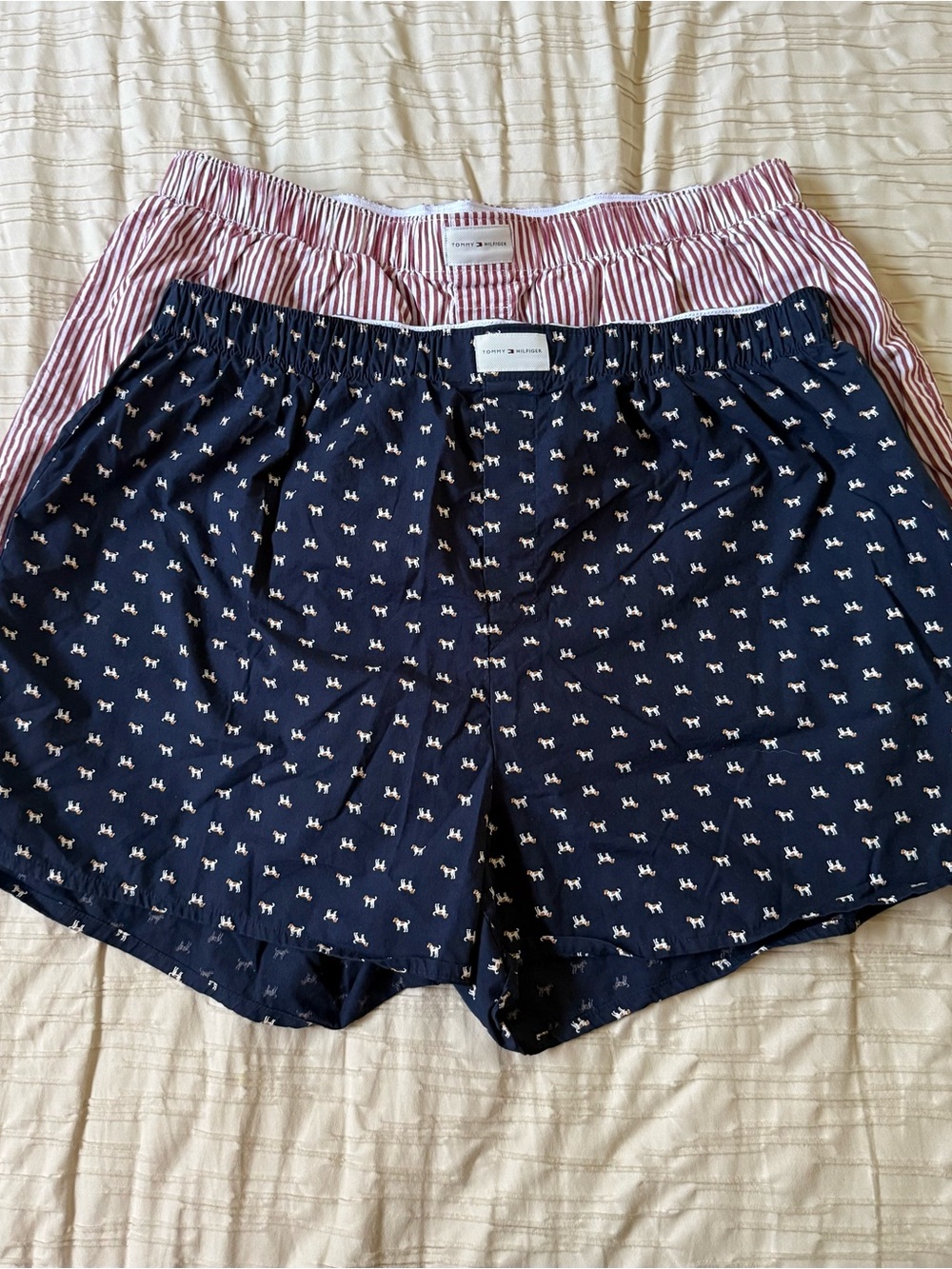 Tommy Hilfiger Navy Dog Print & Red Stripe Boxers Duo - XXL